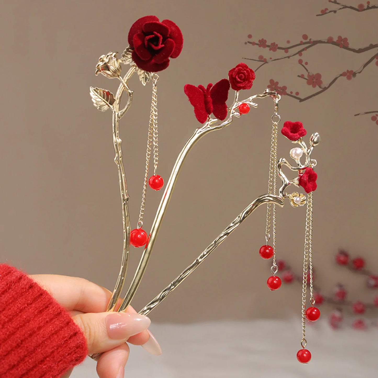 Chinese Court Style Alloy Hair Pins Durable Headdress with Elegant Tassel for Women Wedding Hanfu Cheongsam Peaceful Pleasures Health and Wellness 6