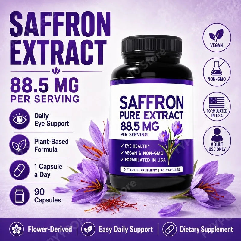 Saffron Extract 88.5mg Vegan Capsules – 90ct | Eye Wellness
