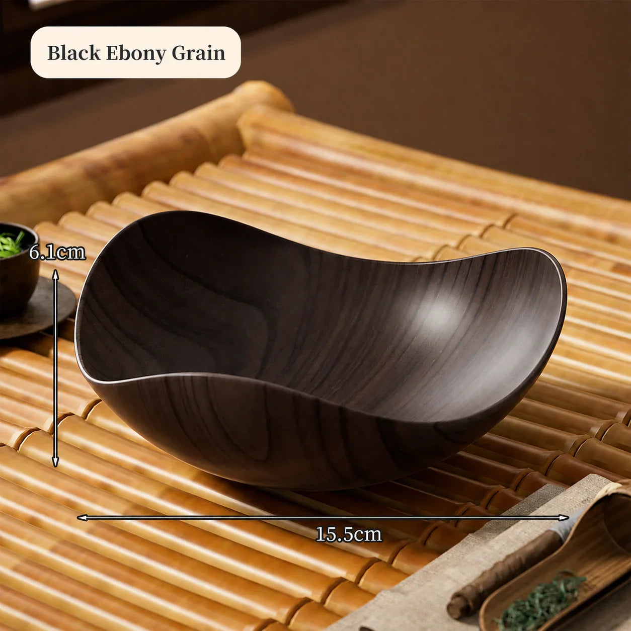 Triangular Curved Fruit Bowl | Retro Wood Grain Snack Platter