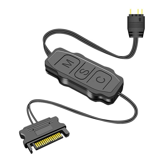 ARGB Mini Controller 5V 3 Pin to SATA Power Supply Adapter Cable RGB SYNC Control for PC Fan Cooling Fan Light Strip Peaceful Pleasures Health and Wellness black