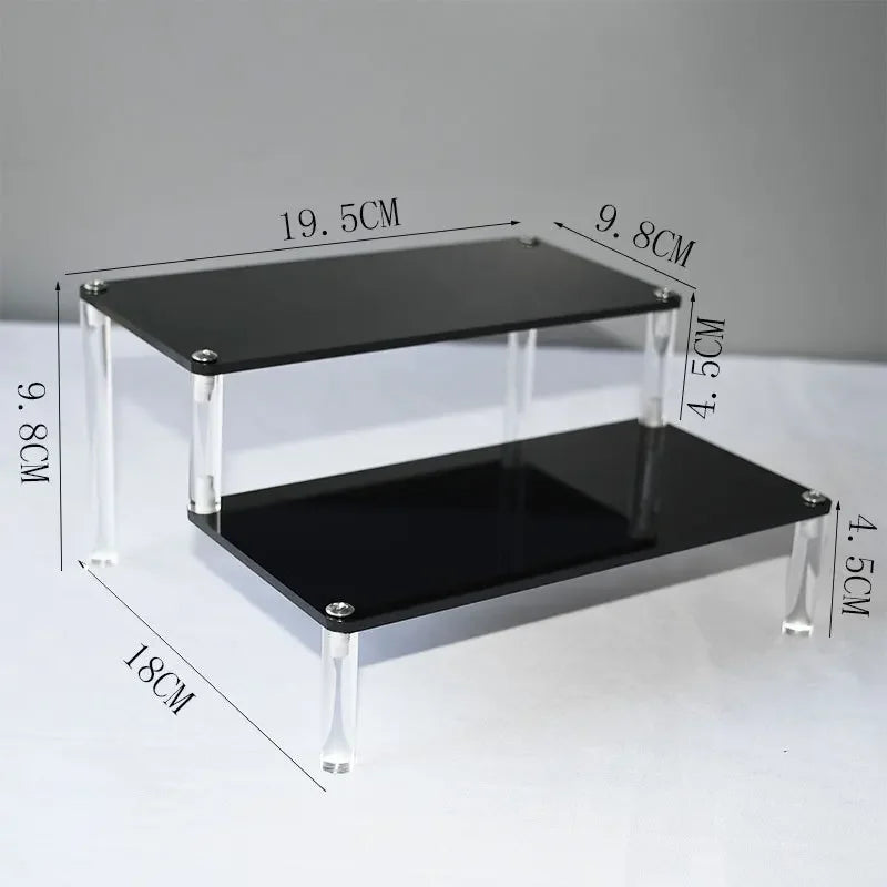 1–5 Tier Acrylic Display Stand | Riser Shelf Rack – Clear & Black