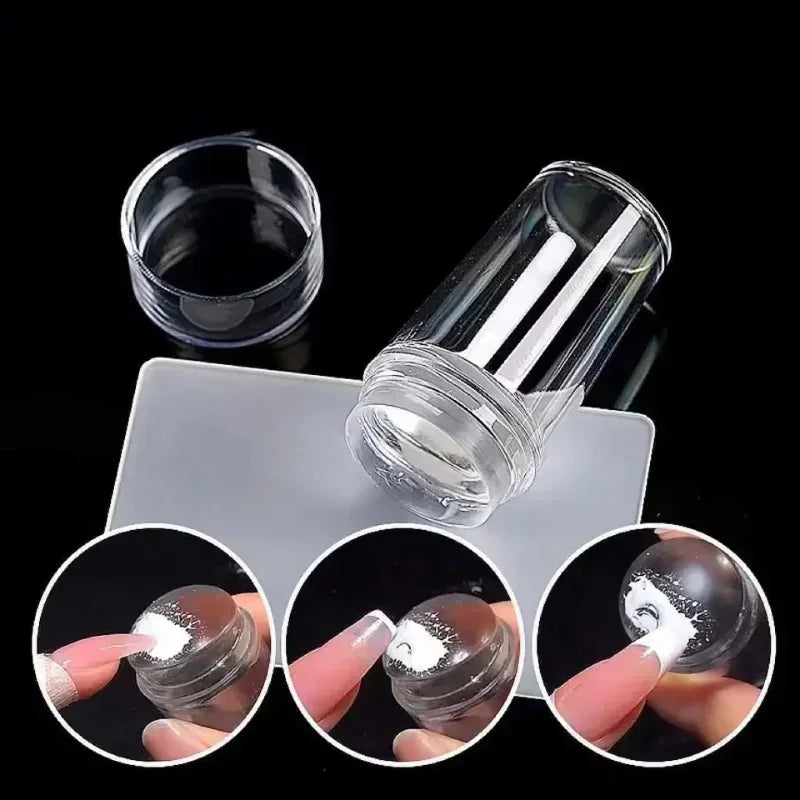 6pcs Transparent Big Square Nail Art Stamper, Scraper, Image Plate with cap, Manicure Print Tool, 1Set Peaceful Pleasures Health and Wellness