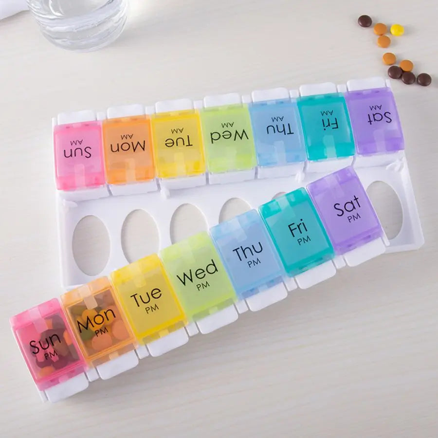 Weekly Pill Box (2x7 Days), Large Daily Pill Box, Easy to Open, BPA Free, Holds Medication/Vitamins/Fish Oil/Supplements Peaceful Pleasures Health and Wellness