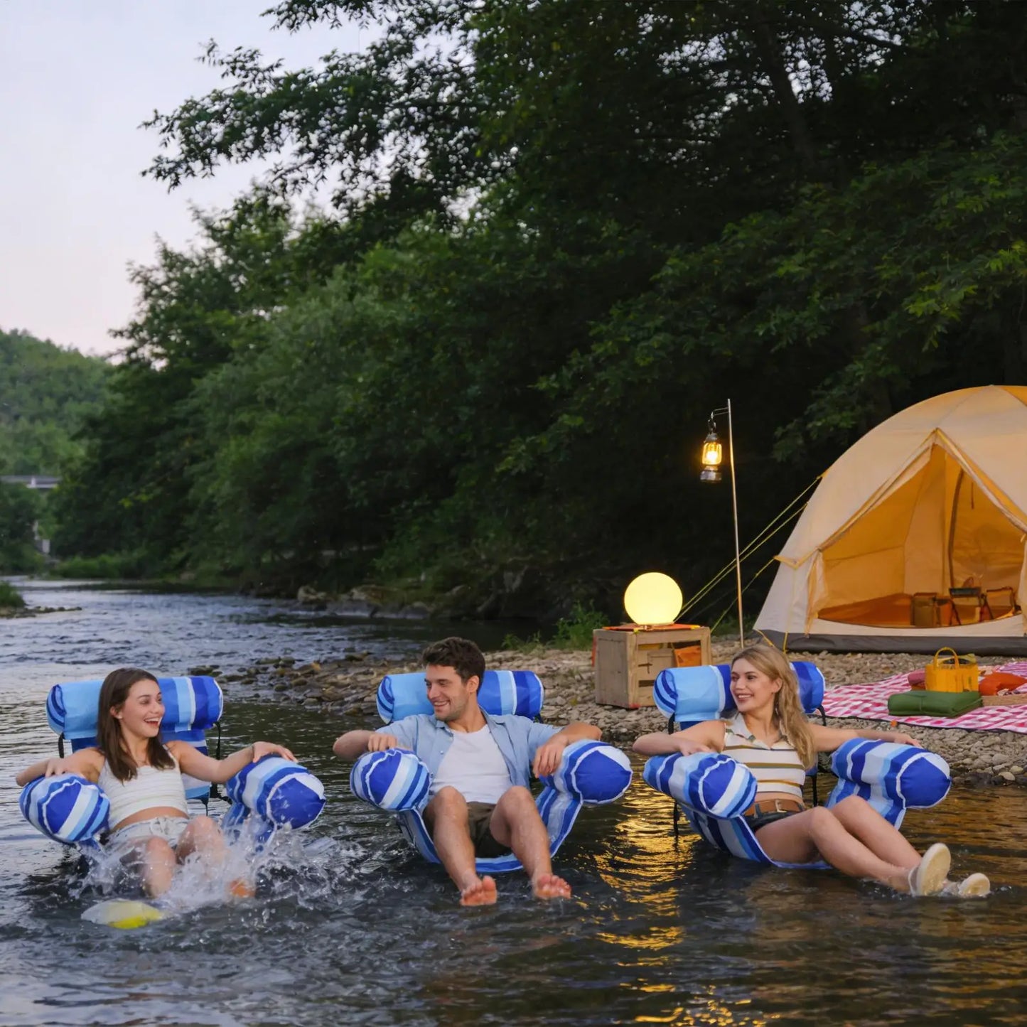 Inflatable Pool Float Chair Tanning Recliner Lounger for Beach Lake River Party Vacation Weekend Outdoor ﻿ Peaceful Pleasures Health and Wellness