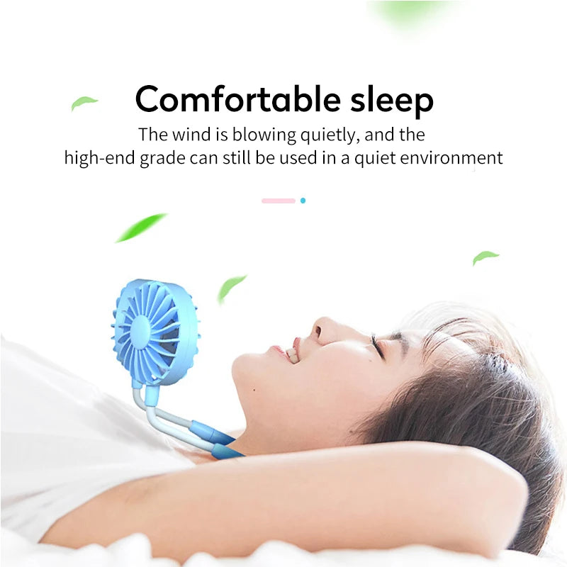 Portable Hanging Neck Fan USB Rechargeable Mini Cooling Fan Hands-Free Wearable Personal Fan for Outdoor Travel Sports Peaceful Pleasures Health and Wellness