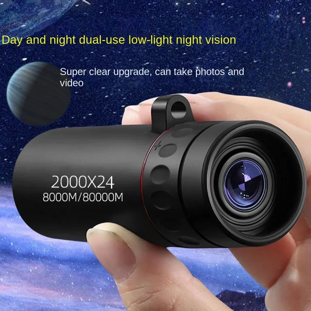 New 2000x25 HD Monocular Telescope Mini Portable Mobile Phone Telescope with Holder Camping Hunting Birdwatching Telescope Peaceful Pleasures Health and Wellness 2000X24