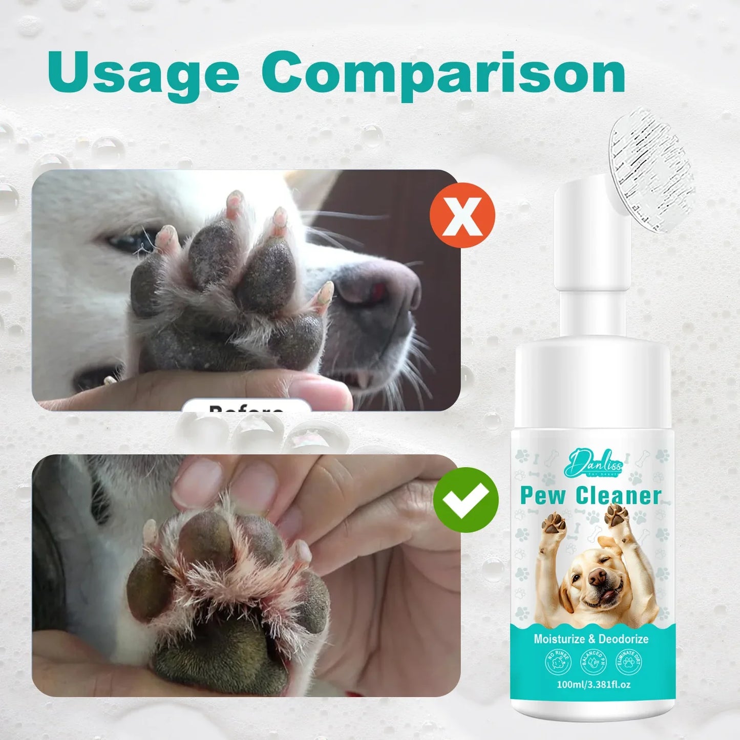 Pet Paw Cleaning Foam 100ml – Moisturizing Claw Care Cats & Dogs