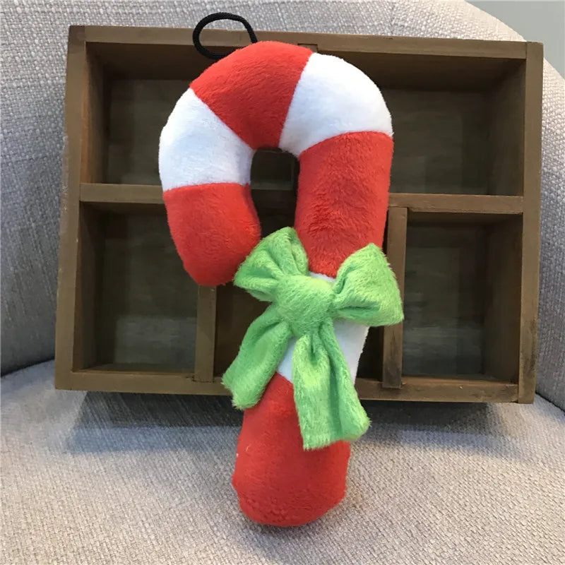 1Pcs Red Christmas Candy Squeaky Plush Sounding Dog Toy For Puppy Holiday Party French Bulldog Terrier Chihuahua Peaceful Pleasures Health and Wellness 1Pcs