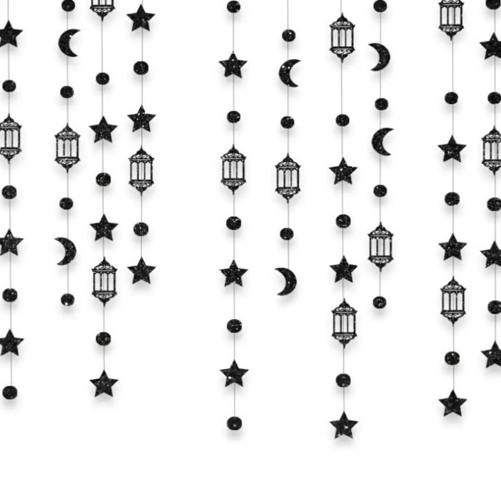 Eid Mubarak Glitter Banner – Gold Silver Ramadan Kareem Decor