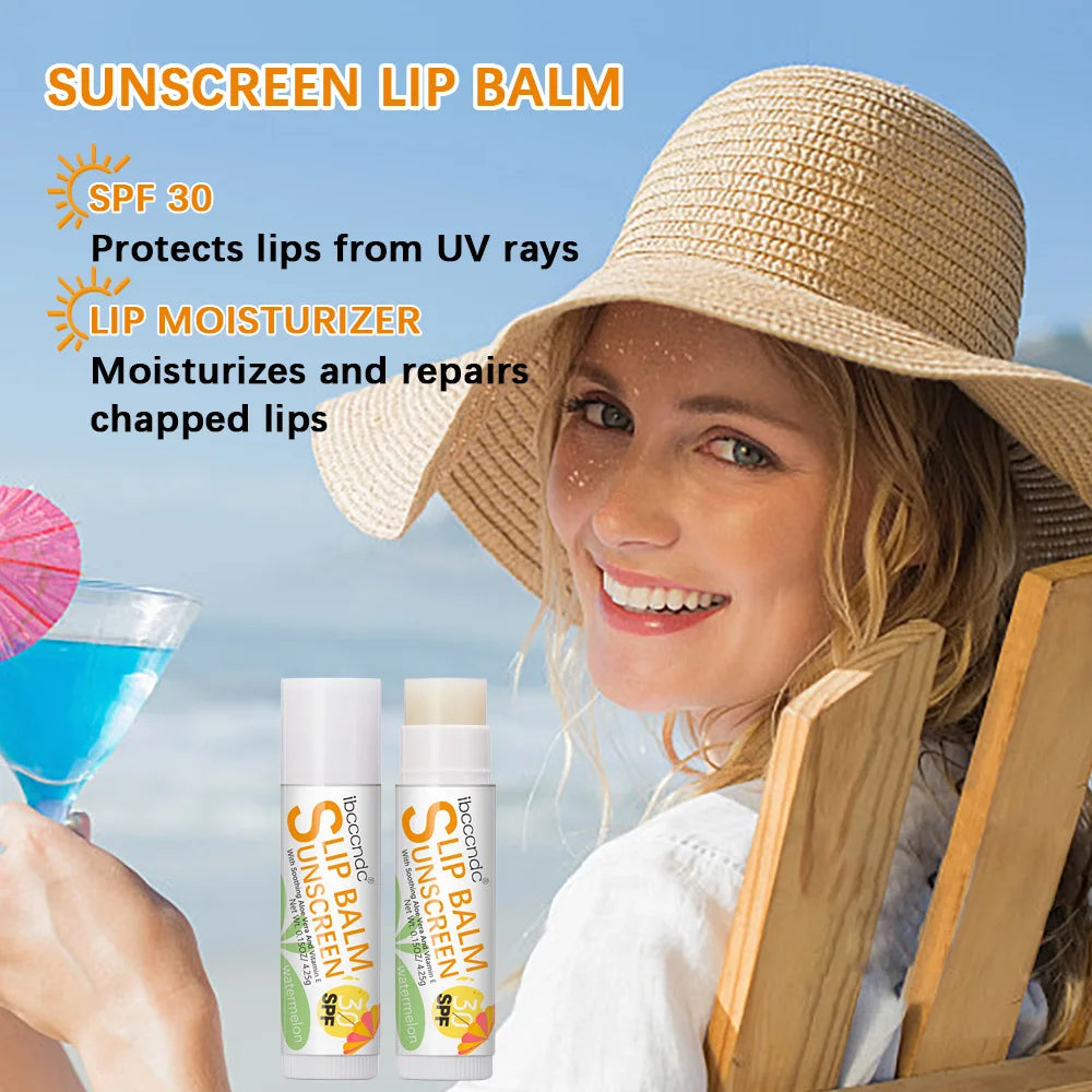 1 Piece Sunscreen Lip Balm SPF 30 UVA Protection Lips Moisturizer Watermelon Coconut Banana Flavor Colorless Lipstick Sun Care Peaceful Pleasures Health and Wellness