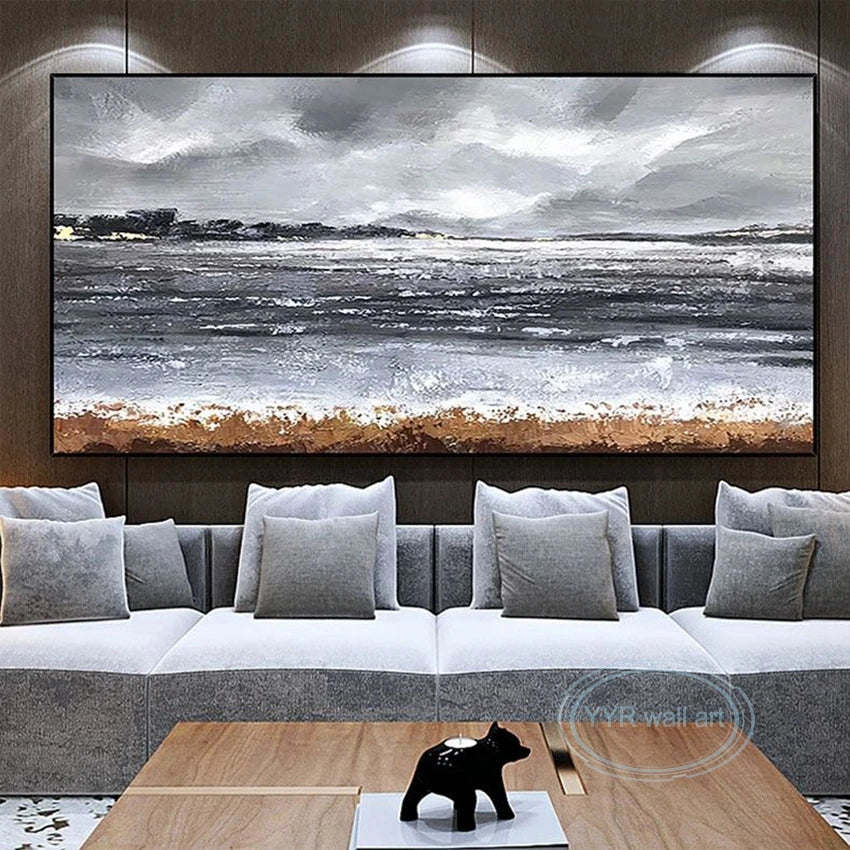 Nordic Abstract Hand-Painted Canvas Wall Art | Frameless Oil Canvas Wall Painting Peaceful Pleasures Health and Wellness