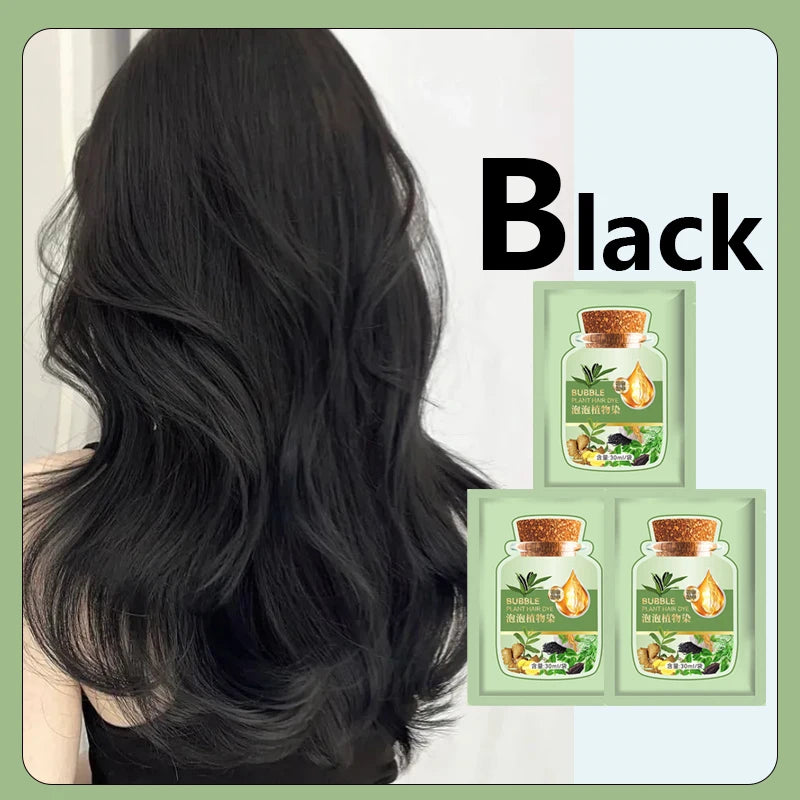 Pure Natural Herbal Hair Dye Shampoo 5 Minutes Change Hair Color Non-irritating Repair Gray White Fashion Hair Care Women Men Peaceful Pleasures Health and Wellness Black 3pcs