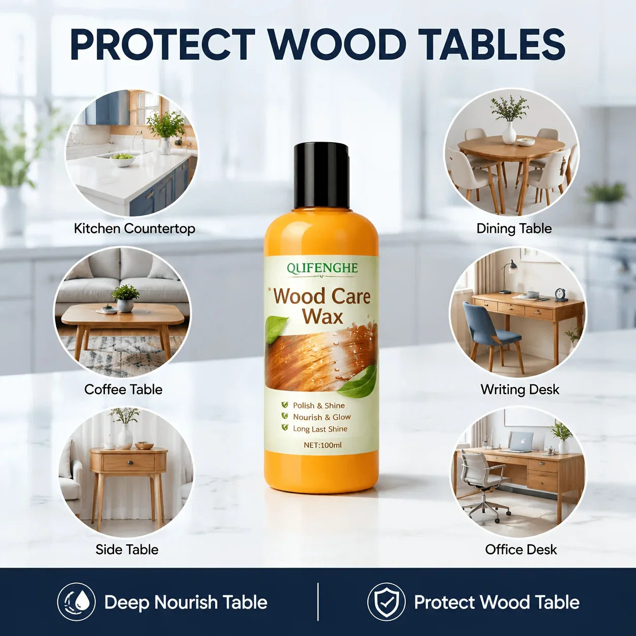 Wood Floor Wax & Polish 3.38oz – One-Step Shine & Protection
