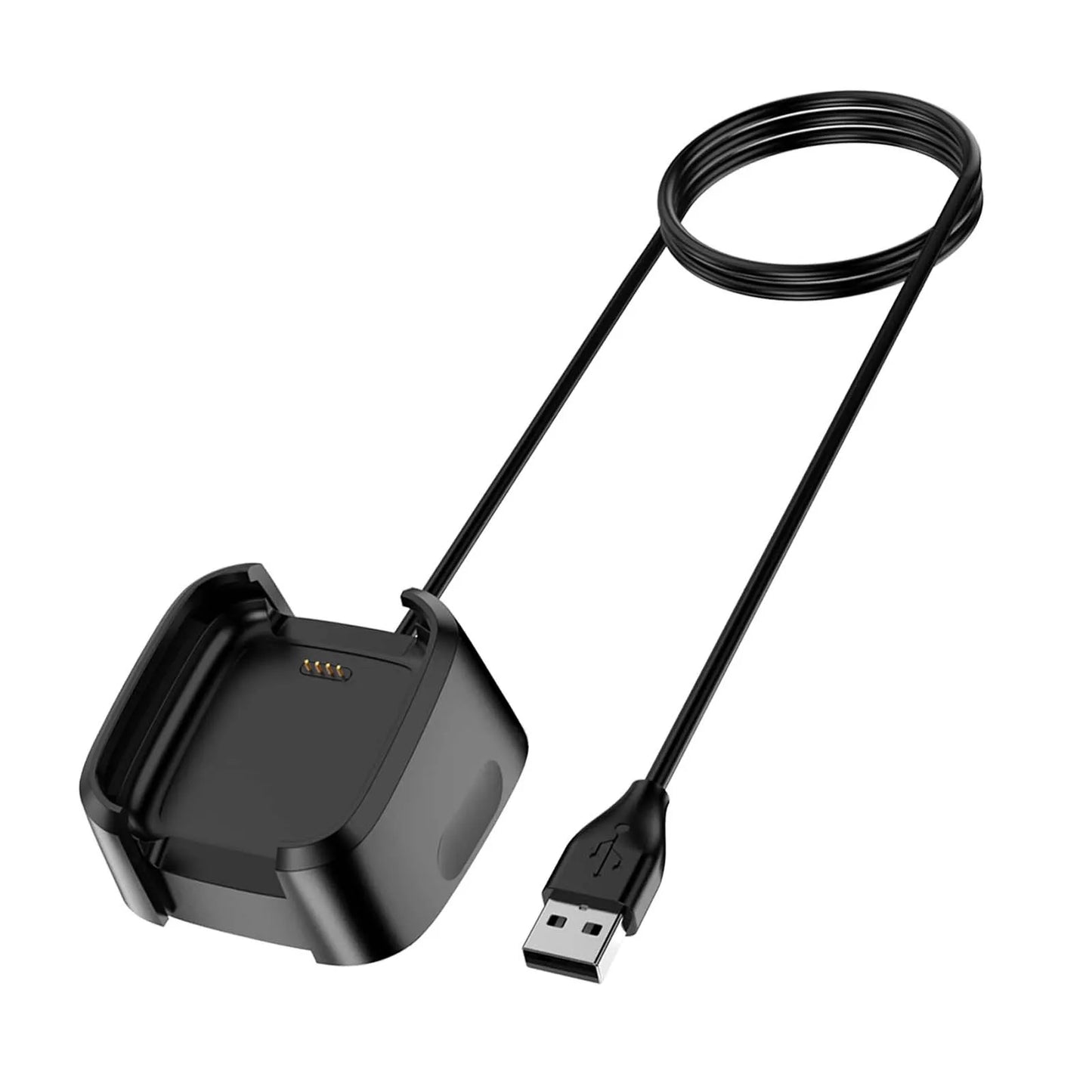 Fitbit Versa 2 USB Charger Cable Dock Stand Cradle Peaceful Pleasures Health and Wellness Black