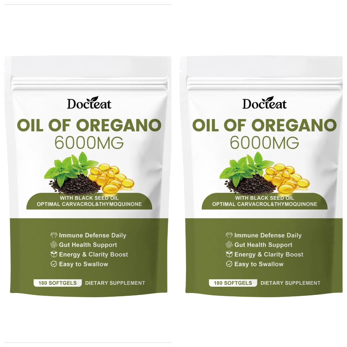 Oil of Oregano 6000mg + Black Seed Oil | 180 Softgels