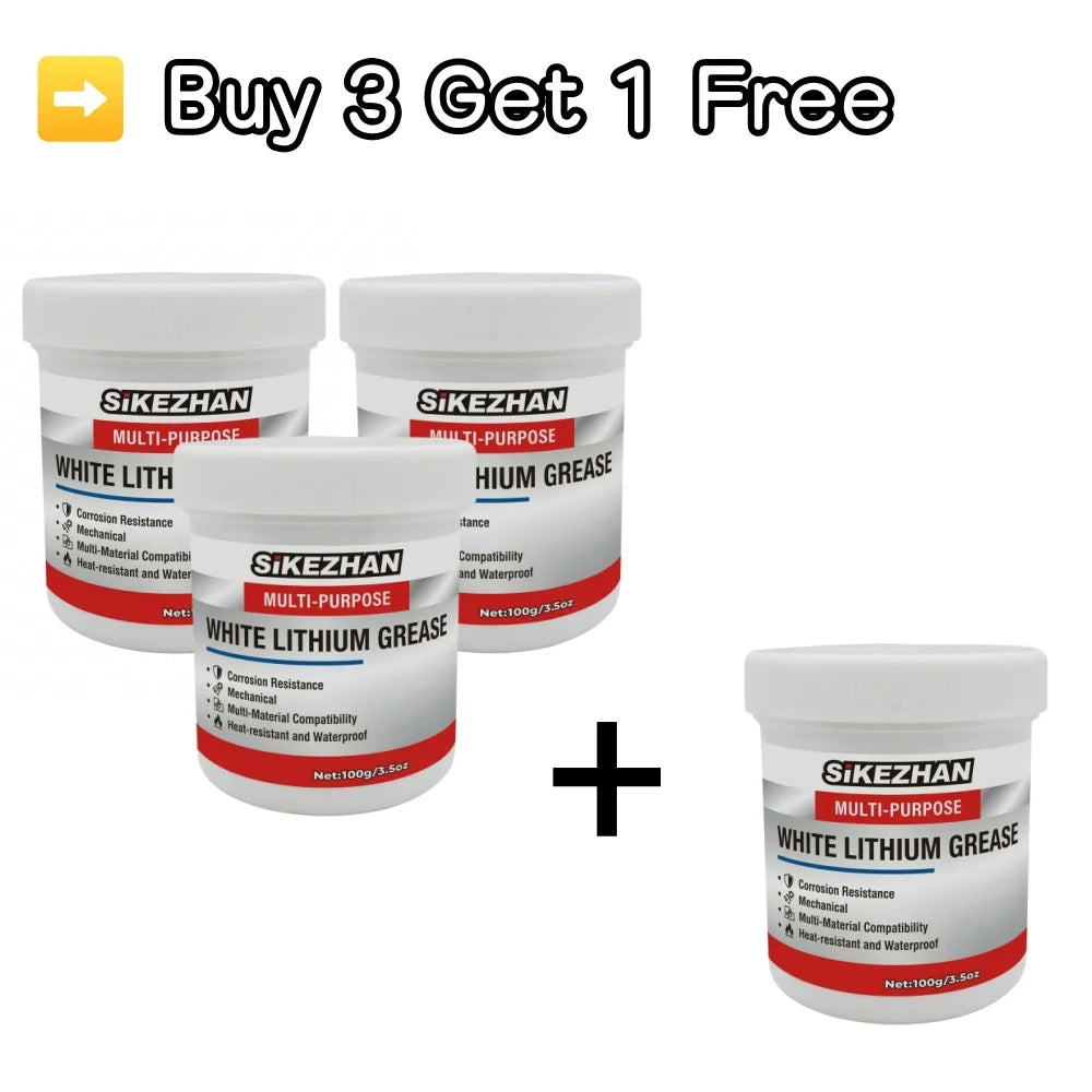 White Lithium Grease 3.5oz with Brush, Multi-Purpose Lubricant for Auto, Hinges & Gears, Waterproof Heat-Resistant Peaceful Pleasures Health and Wellness 4PCS