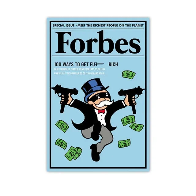 Modern Pop Poster Monopoly Little Richie Street Wall Art Forbes Canvas Painting Prints Pictures For Living Room Home Decor Peaceful Pleasures Health and Wellness Burgundy 20x30cm