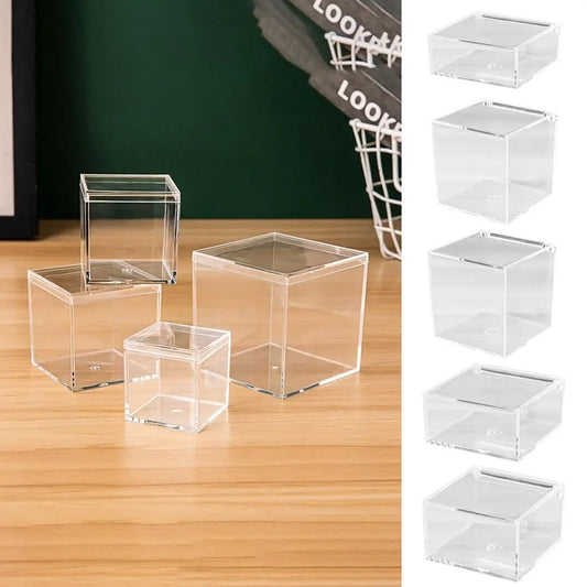 Durable Multi Size Storage Box With Cover Acrylic Plastic Box Protection Showcase Handmade Display Cases Party Decor Peaceful Pleasures Health and Wellness 8x8x4cm