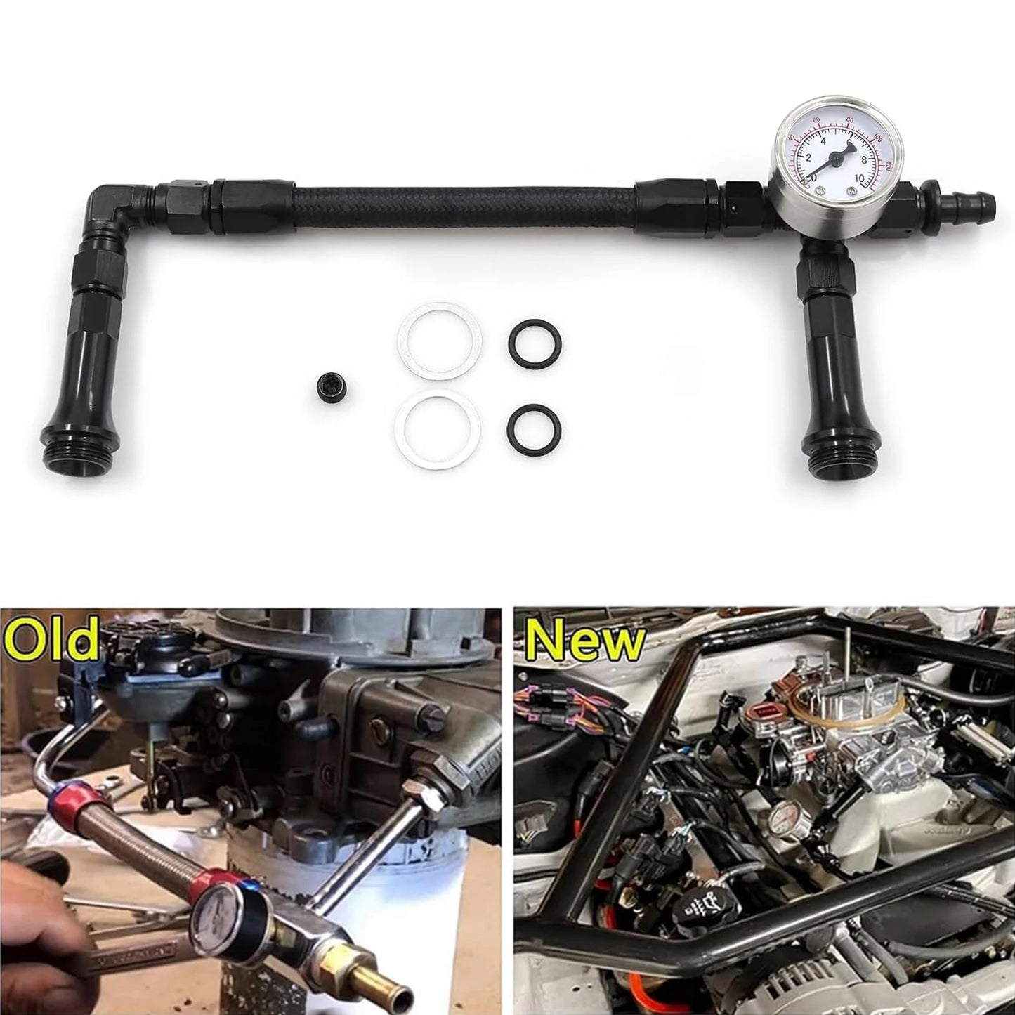 AN6 Dual Feed Carb Fuel Line & Vacuum Gauge – Holley 4150