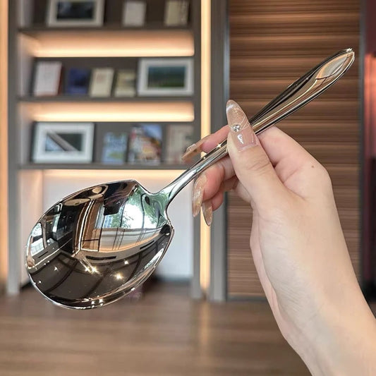 Stainless Steel Large Serving Spoon | Mirror Polished Serving Spoon Peaceful Pleasures Health and Wellness Silver L