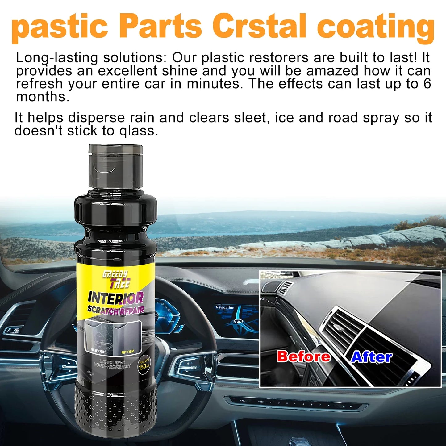 Car Interior Plastic Restorer & Scratch Repair Wax Kit