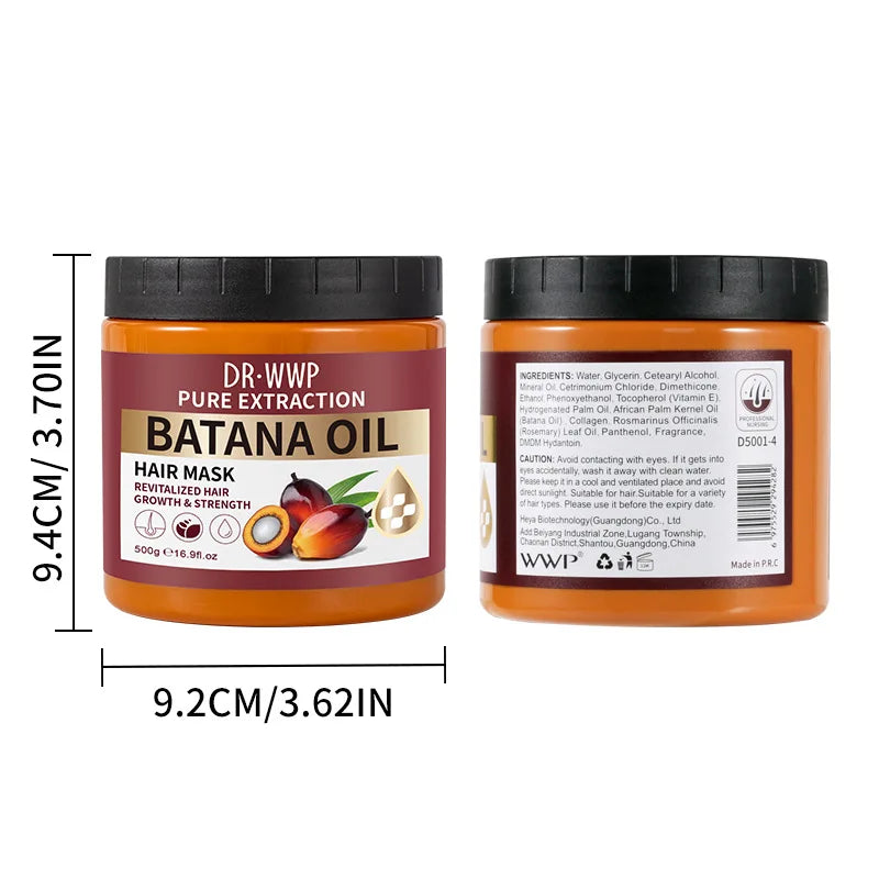 500ml Batana Oil Shampoo and Conditioner Set for Hydrating Care, Softening Hair, and Improving Dryness and Frizz Peaceful Pleasures Health and Wellness Hair mask 500g