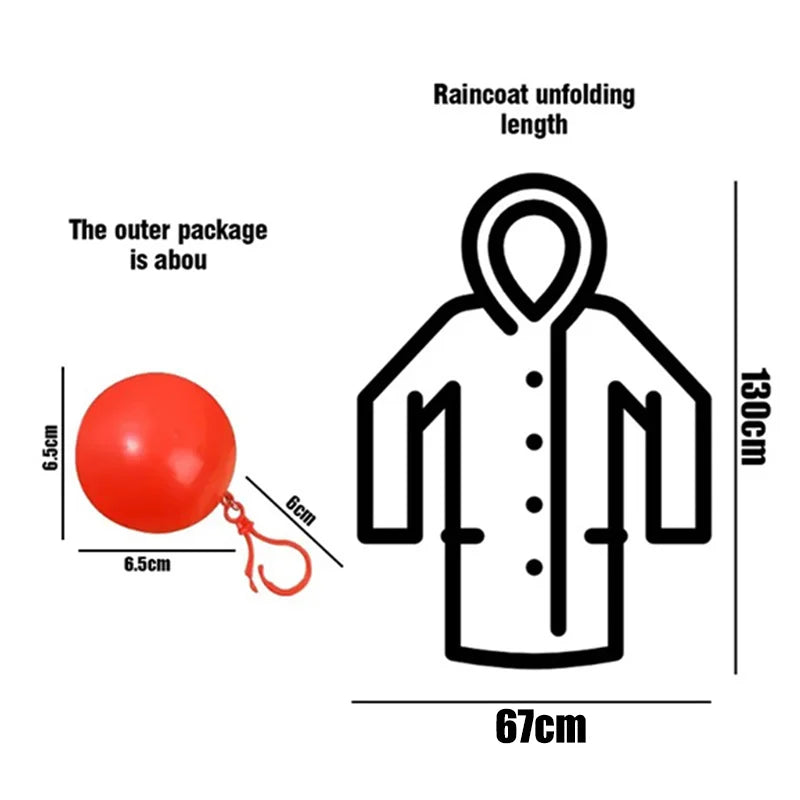Portable Disposable Raincoat Adults – Ball Keychain & Pockets