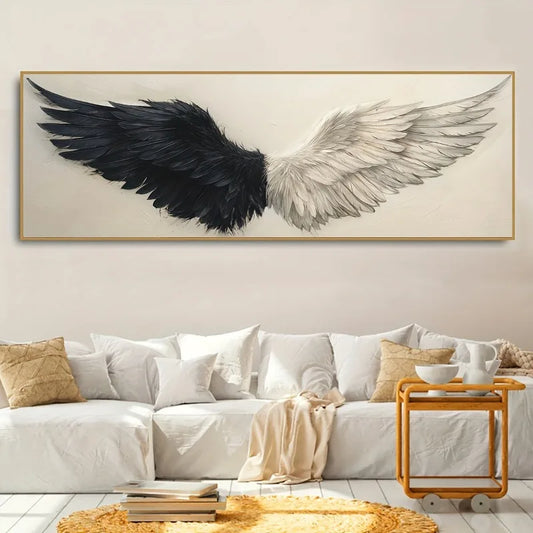 Retro Angel Wings Canvas Print | Black & White Wall Art Poster Canvas Wall Art Peaceful Pleasures Health and Wellness