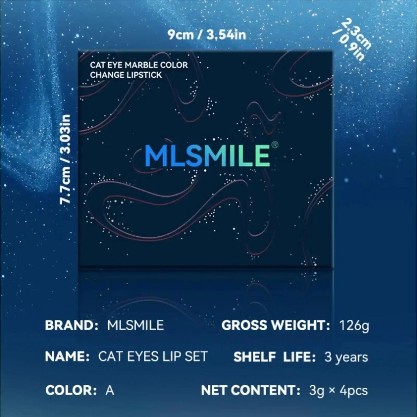 MLSMILE 4-Pc Color Changing Cat Eye Glitter Lipstick Set