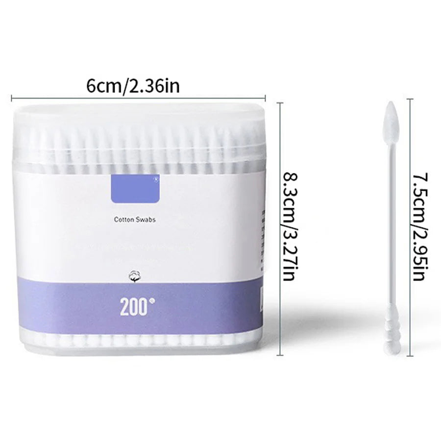 200-Pack Double-Ended Cotton Swabs – Makeup & Personal Care