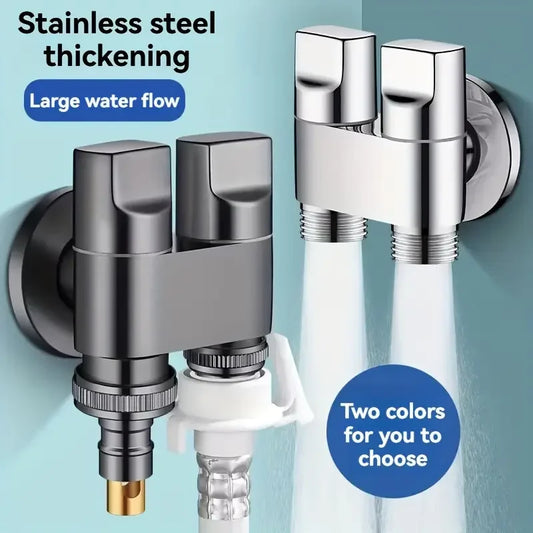 Stainless Steel G1/2 Double Outlet Angle Valve | Bathroom Faucet Bathroom Angle Valve Peaceful Pleasures Health and Wellness