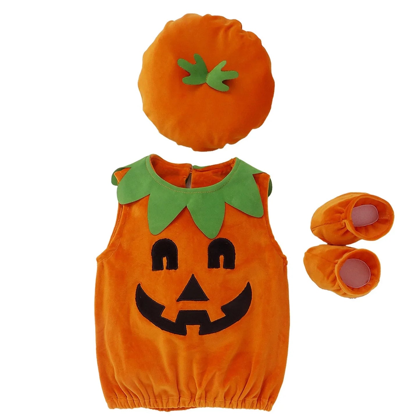 Baby Halloween Pumpkin Costume – Romper, Hat & Socks Set
