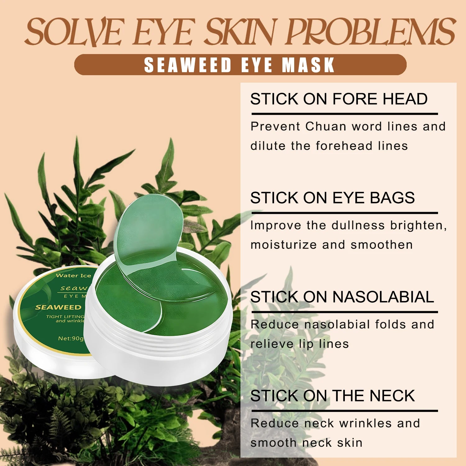 Seaweed Collagen Crystal Eye Mask – 60 Patches | Hydrating Eye Gel Patches Peaceful Pleasures Health and Wellness