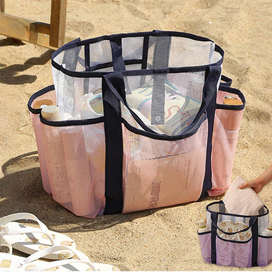 Large Mesh Beach Bag | Wet Dry Tote & Shower Organizer Mesh Tote Bag Peaceful Pleasures Health and Wellness