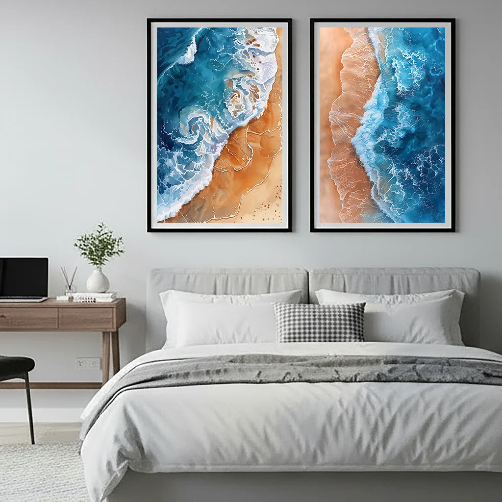 Ocean Coastal Canvas Wall Art | Nordic Beach Poster Print Canvas Wall Art Peaceful Pleasures Health and Wellness