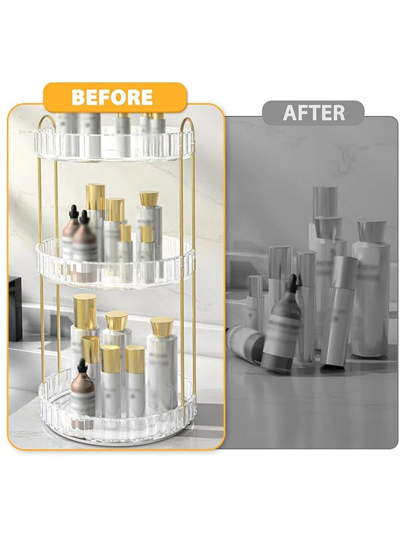 360° Rotating Skincare Organizer – 3-Tier Countertop Beauty & Personal Care Peaceful Pleasures Health and Wellness
