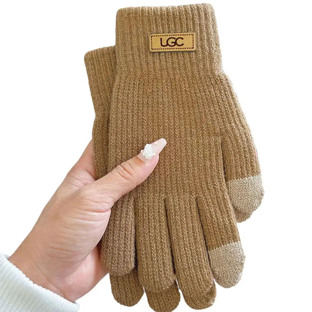 Women's Winter Knitted Touchscreen Gloves – Fleece Lined Winter Knitted Gloves Peaceful Pleasures Health and Wellness D