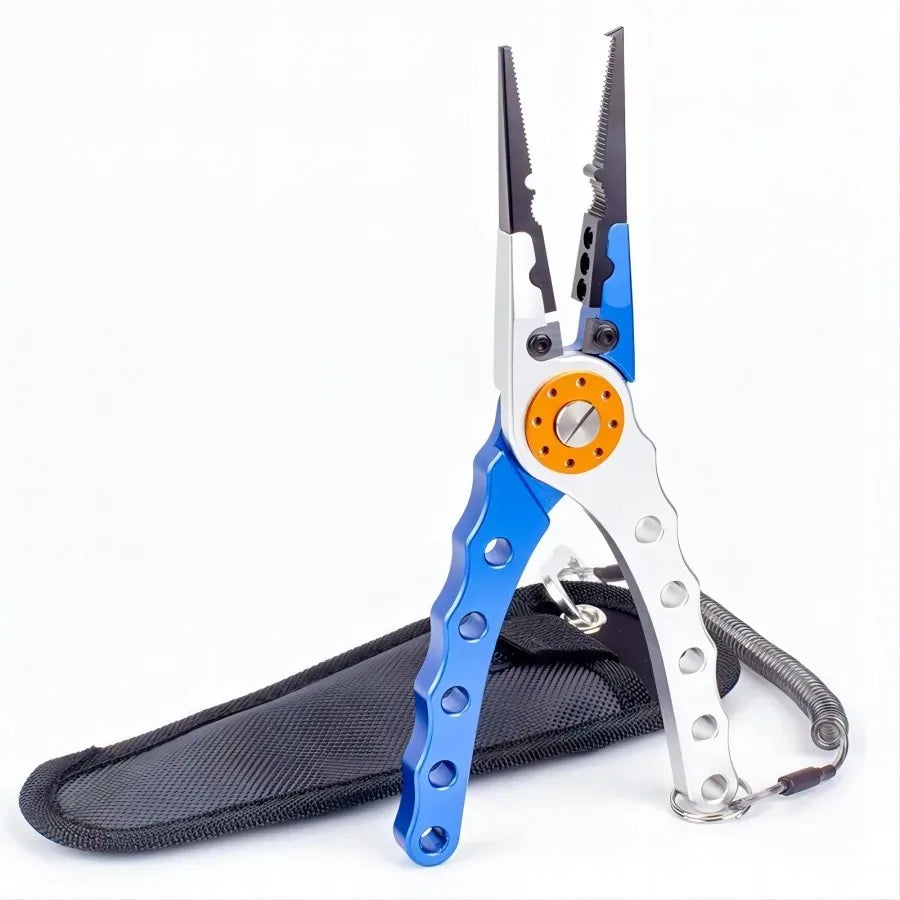 Fishing Pliers Line Cutter Multifunctional Knot Aluminum Alloy Scissors Hook Remover 150g 20CM Fishing Equipment Peaceful Pleasures Health and Wellness Blue
