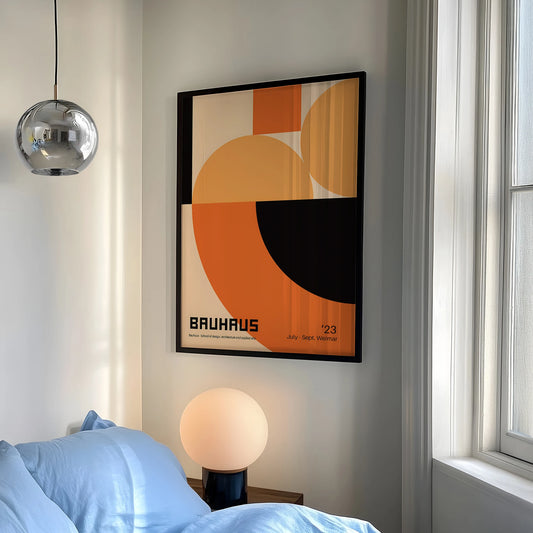 Modern Geometry Bauhaus School Orange Wall Art Prints Aluminum Frame Canvas Painting Poster Picture For Living Room Home Decor Peaceful Pleasures Health and Wellness
