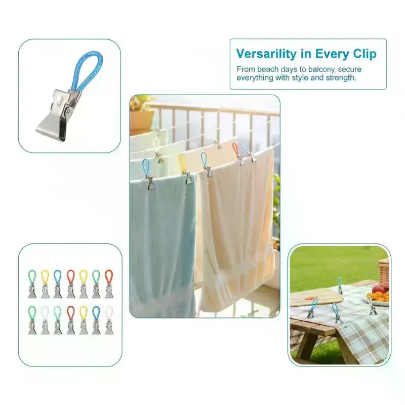 Colorful Stainless Steel Towel & Shower Curtain Clips Hook Clips Peaceful Pleasures Health and Wellness