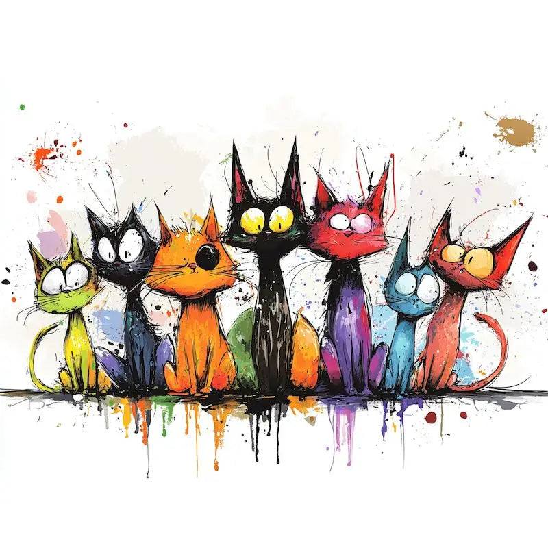 Abstract Cat Paint by Numbers Kit for Adults – 60x75cm Canvas