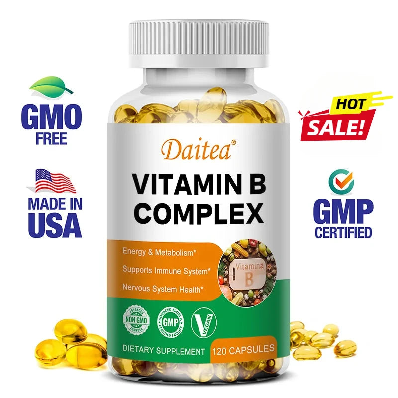 Organic Vitamin B Complex Supports Energy, Immune Health, Antioxidant Supplement - 30/60/120 Vegetarian Capsules Peaceful Pleasures Health and Wellness