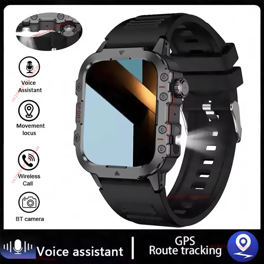 New Arrivals Men's Smart Watch 1.44'' LED Flashlight Outdoor Bluetooth Calling Wristwatch Health Tracking Smart Watch Sport Hw12 Peaceful Pleasures Health and Wellness Black