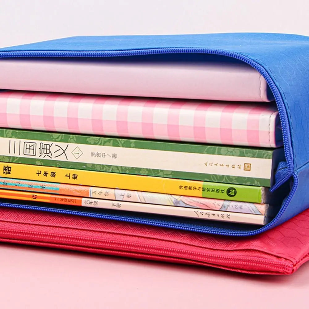 Color A4 Zipper File Bag Portable Waterproof Stationery Storage Mesh Bag Large Capacity Oxford Cloth File Folder Data Storage Peaceful Pleasures Health and Wellness