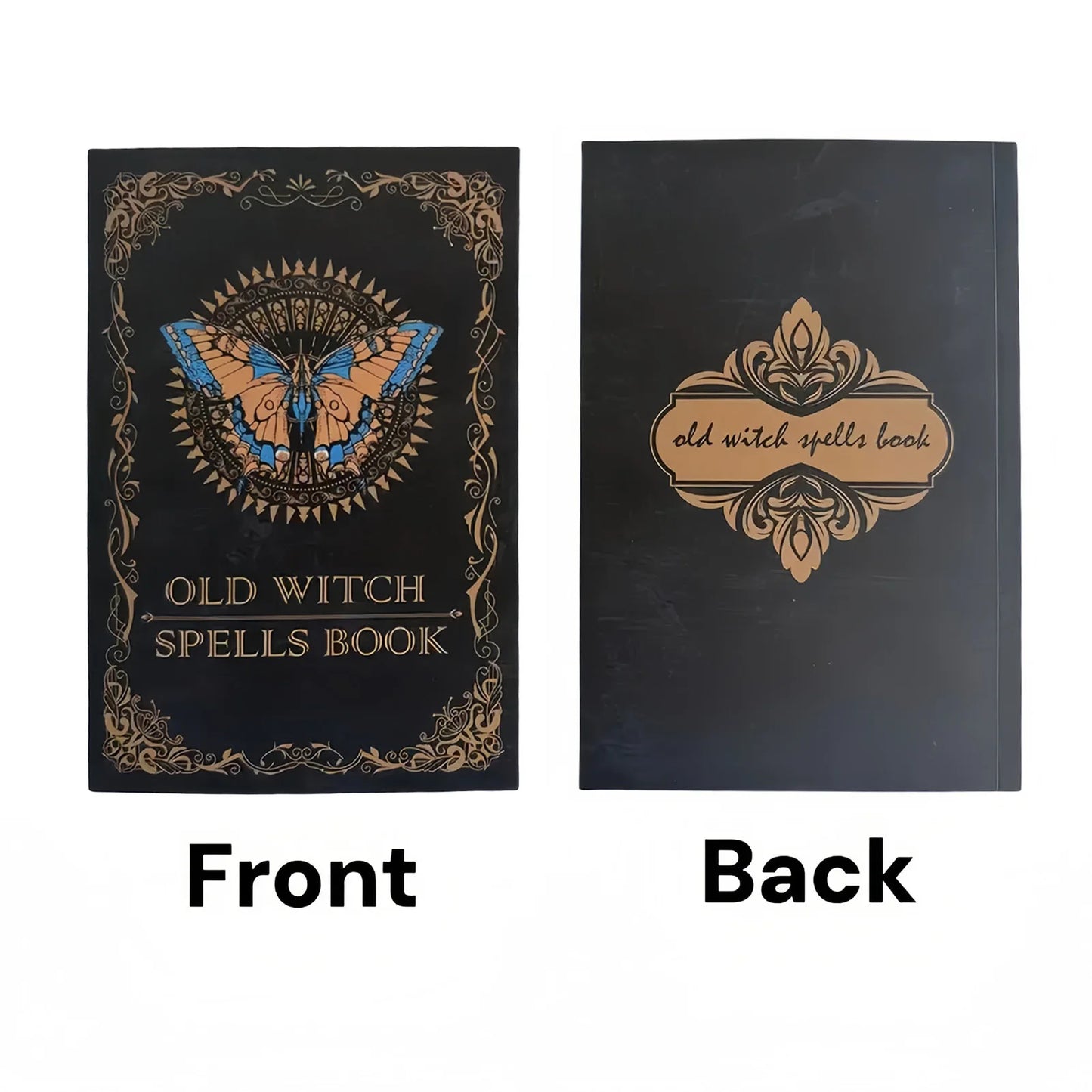 Witchcraft Spell Book Vintage Leather Look with Customizable Cover for Halloween Cosplay and RPG Blank Pages Peaceful Pleasures Health and Wellness