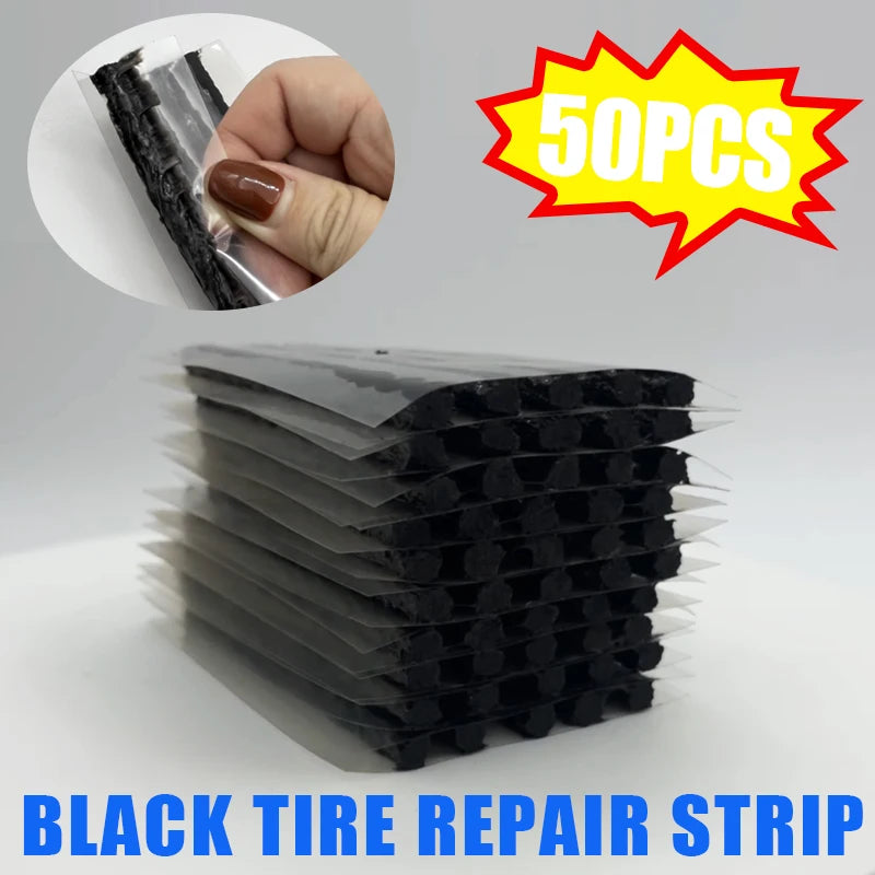 6mm Tubeless Tire Repair Strips 50pcs | Car & Motorcycle Plug Kit