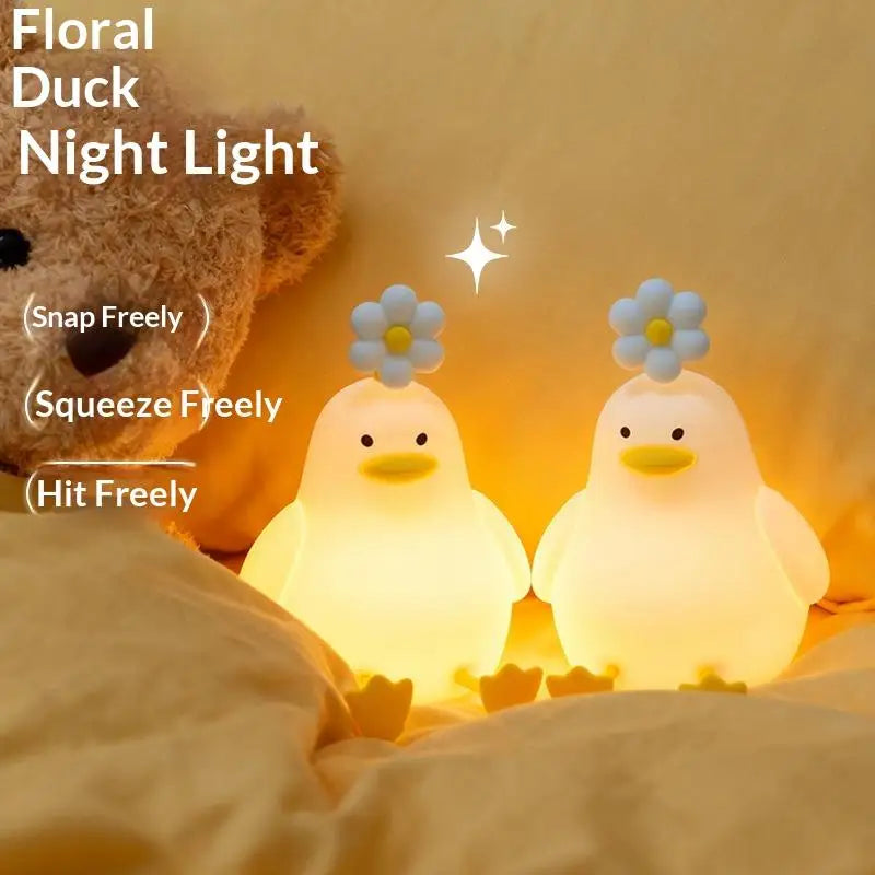 Cute Duck LED Night Light | USB Rechargeable Silicone Lamp LED Night Light Peaceful Pleasures Health and Wellness