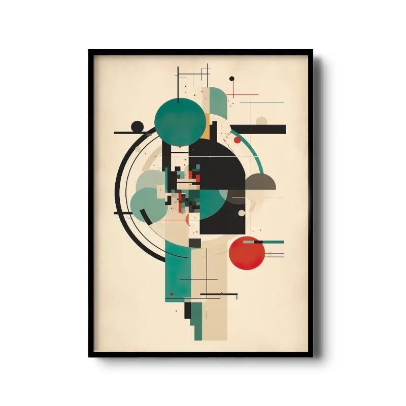 Vintage Bauhaus Abstract Geometric Canvas Wall Art Print