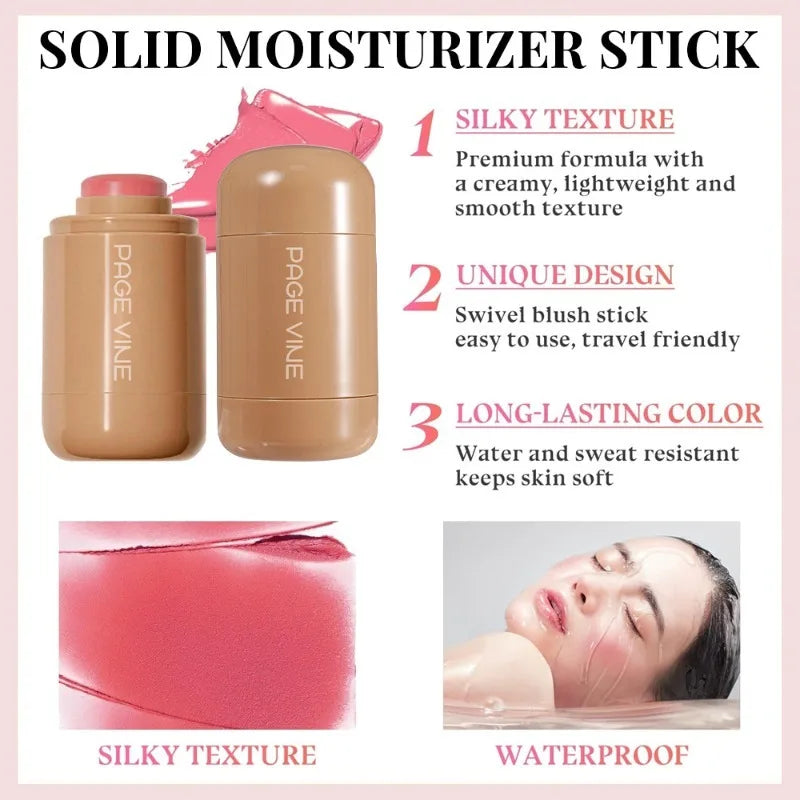 New Blush Stick 3-in-1 Cheek Lip Tinted Moistured Blush Stick Silky Brighten Blush Cream Blusher Cosmetics Tubes Matte Contour Peaceful Pleasures Health and Wellness