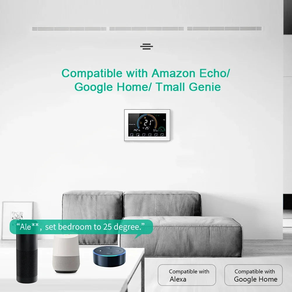 TUYA Wi-Fi Smart Large Colorful Screen Room Programmable Air Thermostat WIFI for Switch Heating Cooler Bridge Voice Alexa Peaceful Pleasures Health and Wellness